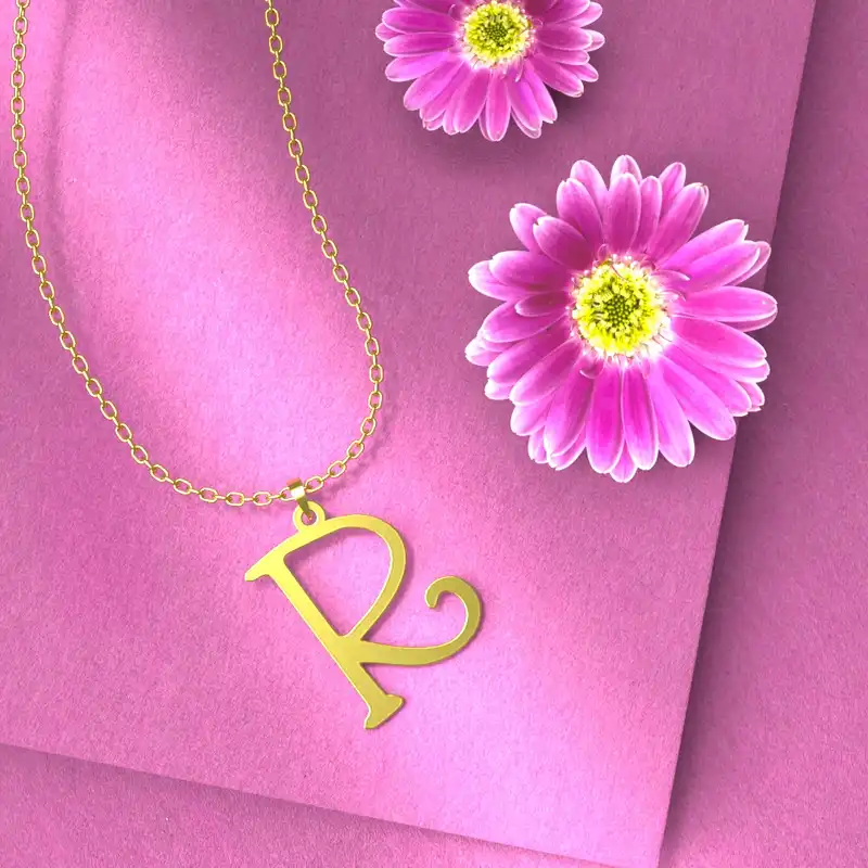 گردنبند طلا 18 عیار زنانه مدوپد مدل حرف R کد H3-1-1382