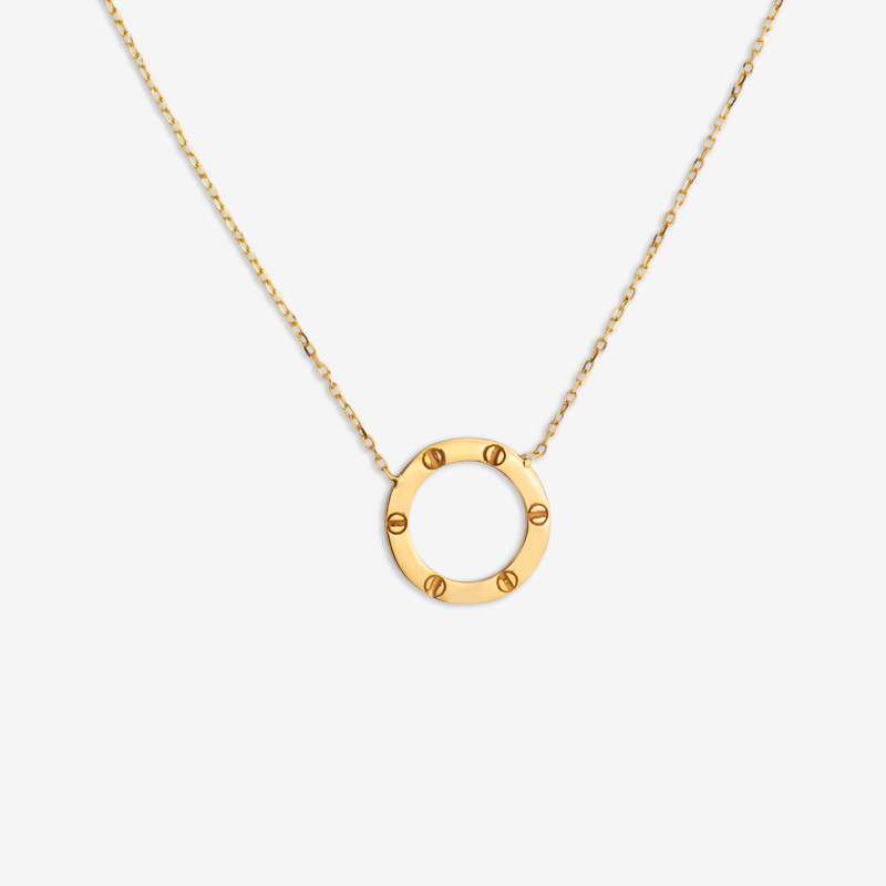 گردنبند طلا کم اجرت 18 عیار زنانه با زنجیر حلقه‌ای (فلامینگو) گالری طلای ده مدل کارتیه لاو کد 44