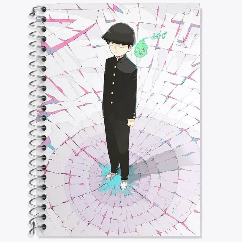 دفتر زبان 50 برگ خندالو مدل دو خط طرح شییکو انیمه موب سایکو Mob Psycho 100 کد 24478