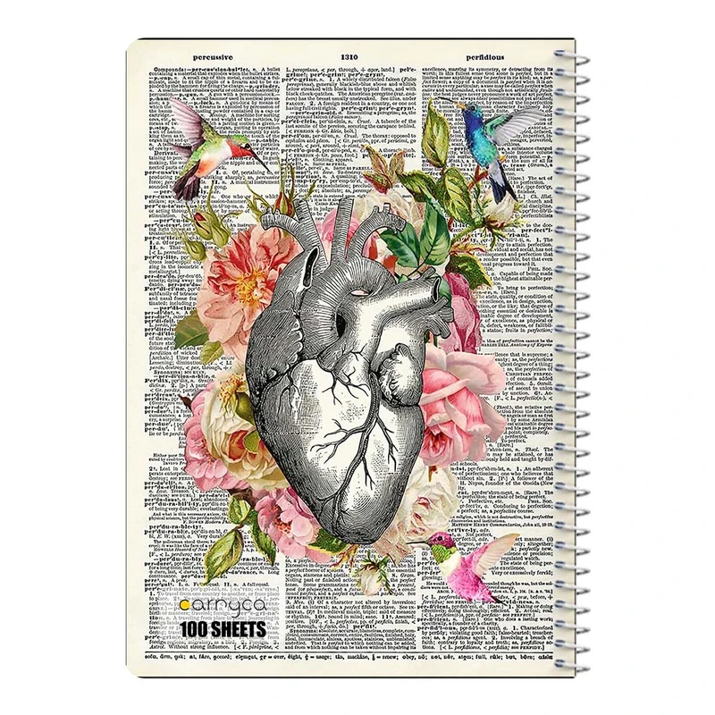 دفتر مشق 100 برگ سیمی کارنیکا طرح روزنامه وینتج قلب Vintage Newspaper Heart کد 50306