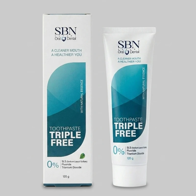 خمیردندان اس بی ان مدل Triple Free گیاهی مناسب برای انواع دندان‌ها حجم ۱۲۰ میلی لیتر