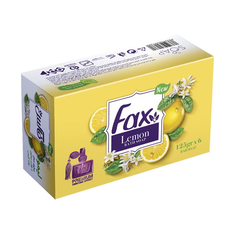 صابون حمام فکس مدل Lemon Perfume تحت لیسانس وزن 125 گرم بسته 6 عددی