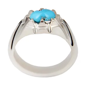 انگشتر نقره مردانه بازرگانی میلادی مدل سنگ فیروزه کد AM_2315