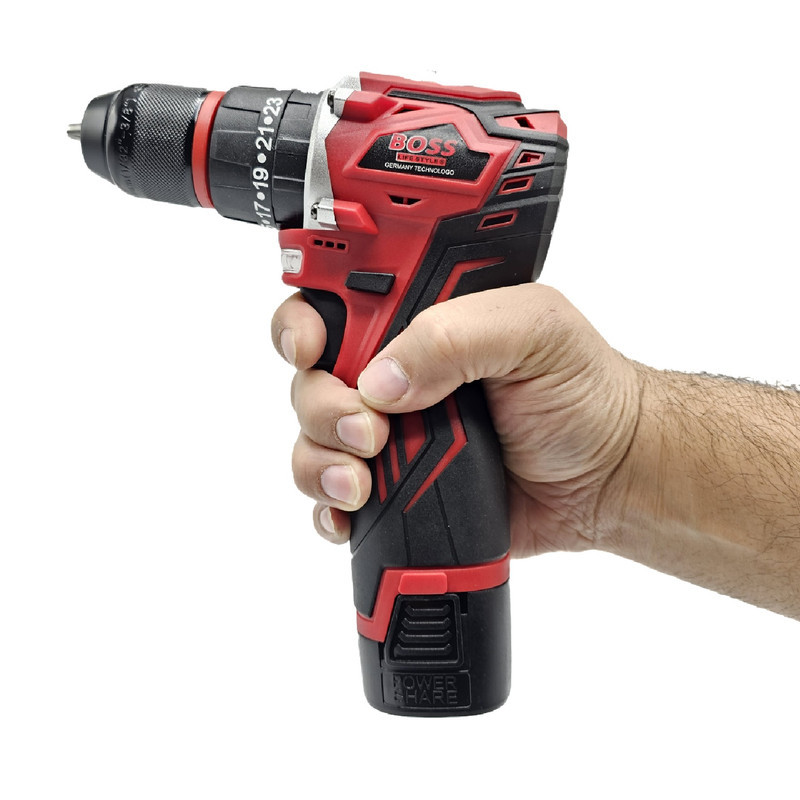 مجموعه 25 عددی دریل پیچ گوشتی شارژی چکشی باس مدل 24V