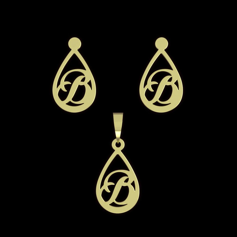 نیم ست طلا 18 عیار زنانه مدوپد مدل حرف B کد NA11190