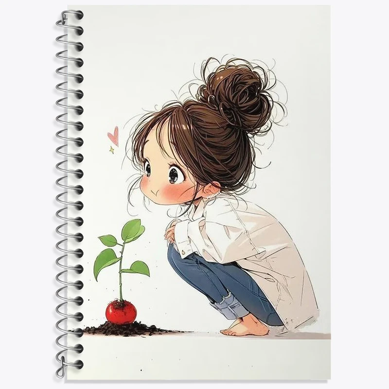 دفتر زبان 50 برگ خندالو مدل دو خط طرح دخترانه کیوت کد N1829