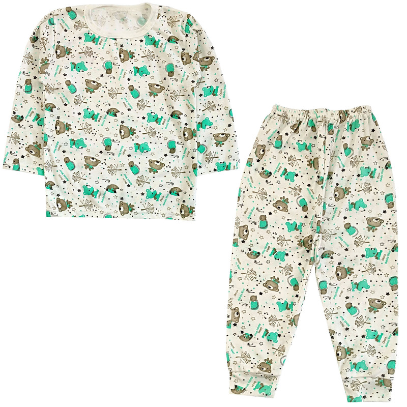 ست تی شرت آستین بلند و شلوار راحتی نوزادی مدل خرس کد 4149 رنگ سفید