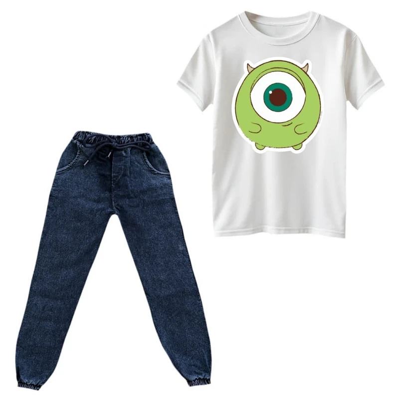 ست تی‌شرت و شلوار دخترانه مدل کارخانه هیولاها کد 2