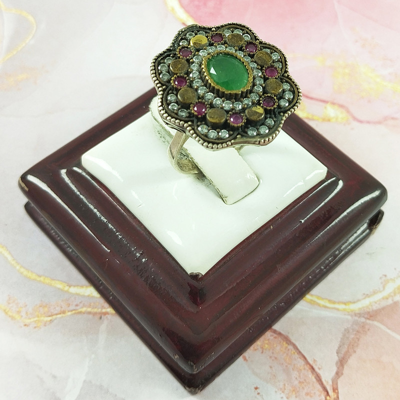 انگشتر نقره زنانه سلین کالا مدل سیاه قلم چندجواهر کد 152