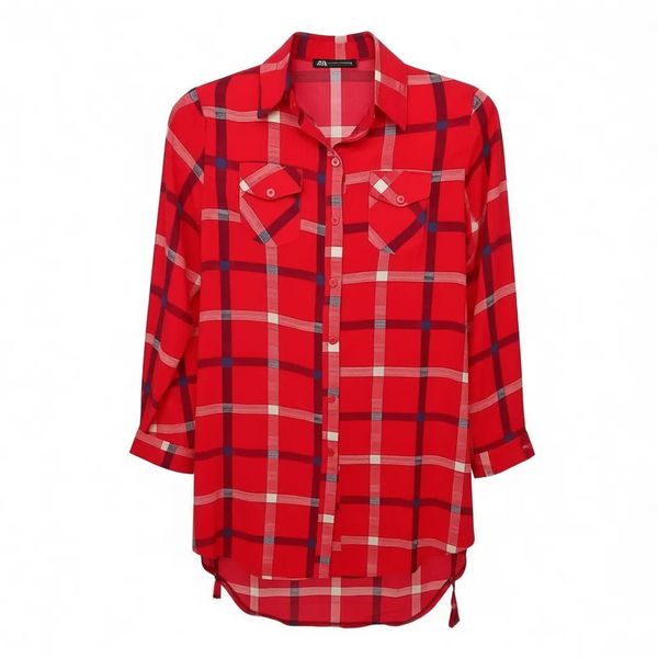 مانتو شومیزی زنانه مدل چهارخانه نخ تایلندی کد 0060