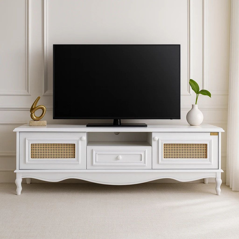 میز تلویزیون مدل حصیری مناسب برای تلویزیون تا 65 اینچ