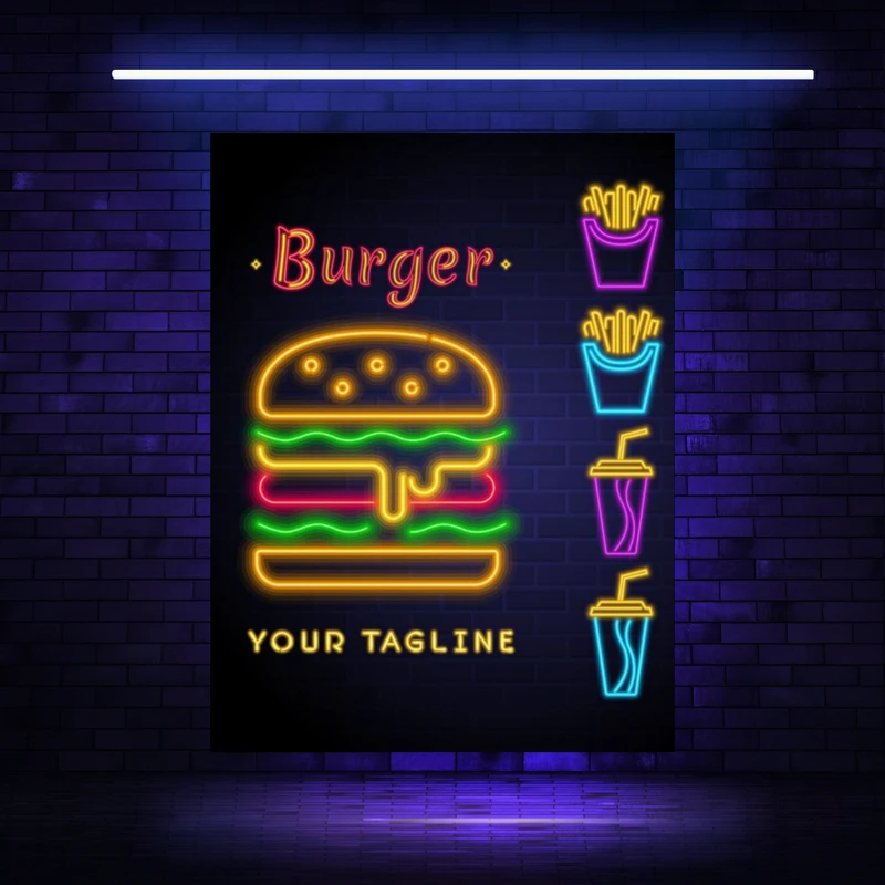 پوستر مدل بک دراپ بلک لایت برگر و سیب زمینی کد FP105302