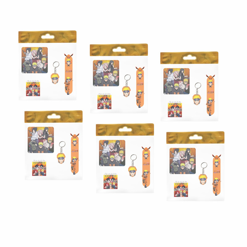 بسته لوازم تحریر مدل 4 تکه چوبی طرح ناروتو کد 1 مجموعه 6 عددی