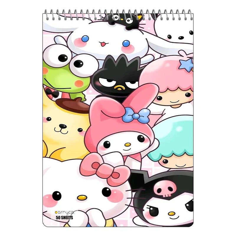 دفتر نقاشی 50 برگ سیمی کارنیکا طرح مای ملودی و کورومی My Melody & Kuromi کد 31690