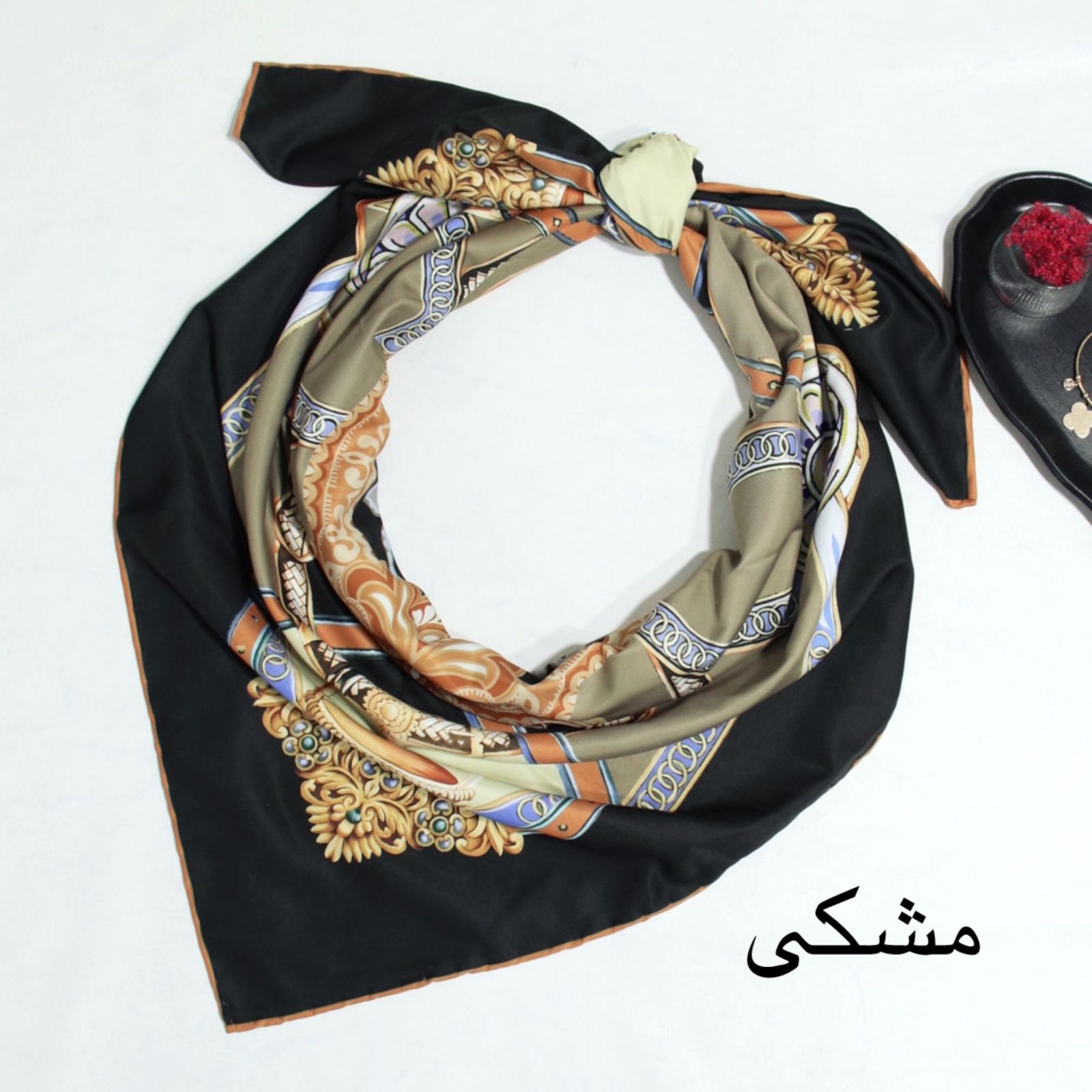 روسری زنانه آنالیا مدل ابریشم توییل دور دست دوز بهاری کد ana-9607 -  - 32