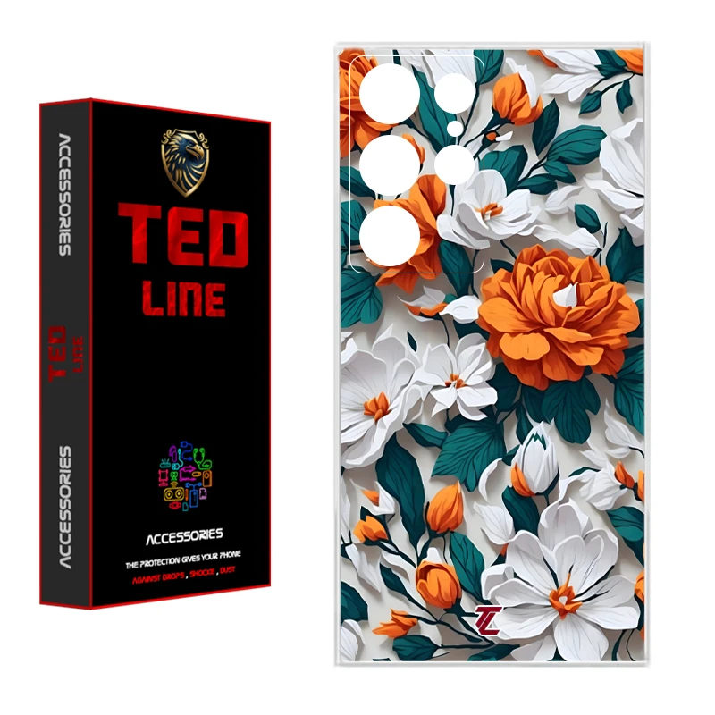 کاور تدلاین طرح گل نارنجی کد 1229 مناسب برای گوشی موبایل سامسونگ Galaxy S23 Ultra