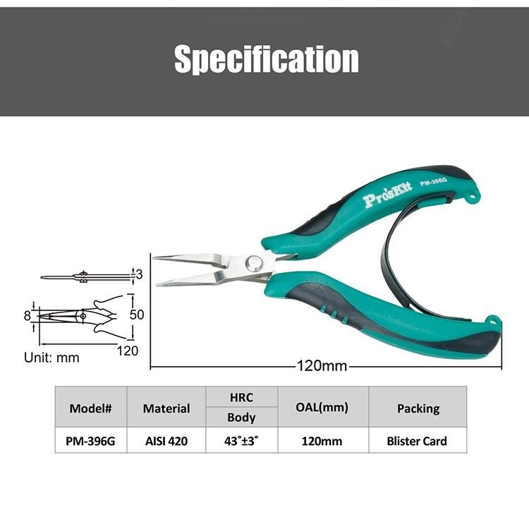 انبر دم باریک پروسکیت مدل PM-396G سایز 120 میلیمتر