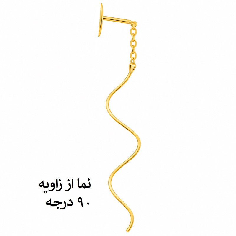 گوشواره آویز طلا 18 عیار زنانه گلدینا مدل کرلی طرح بال فرشته - 3