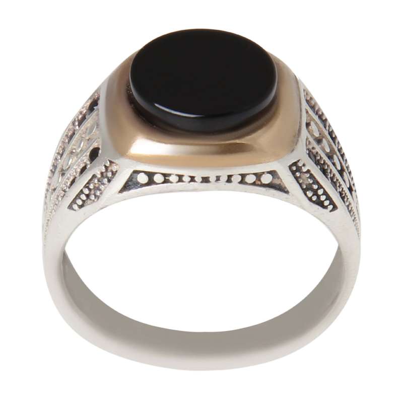 انگشتر نقره مردانه بازرگانی میلادی مدل عقیق کد AM_2274