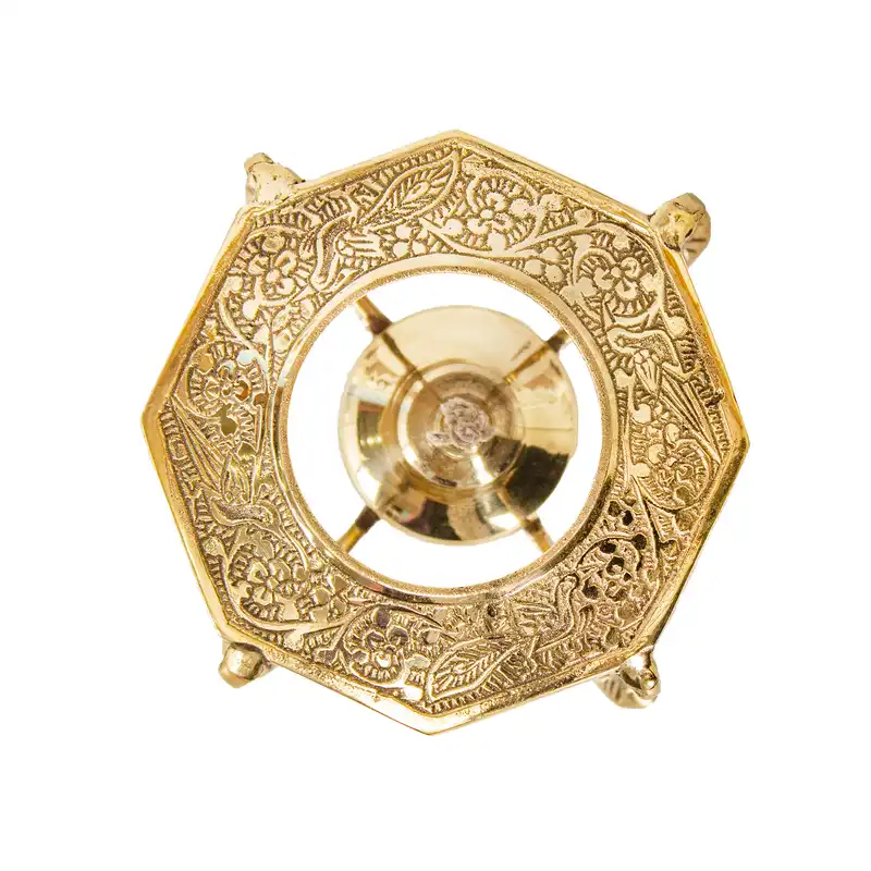 ست قوری و وارمر برنجی مدل قلم زنی پایه دار دست ساز طرح هندوستانی کد 8847