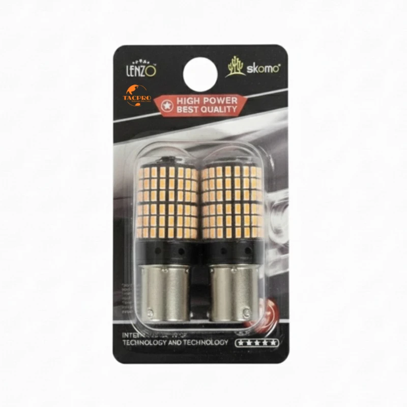 لامپ ال ای دی خودرو لنزو مدل ۱۴۴ تایی کدnrj پایه تک کنتاکت مجموعه دو عددی