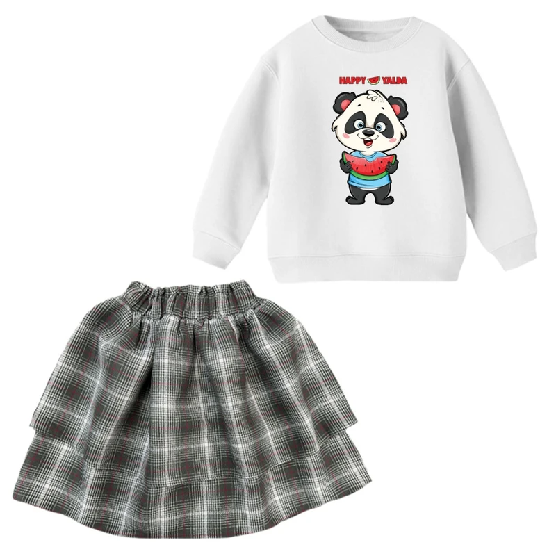 ست سویشرت و دامن دخترانه مدل بچه ها و هندوانه یلدایی کد 1