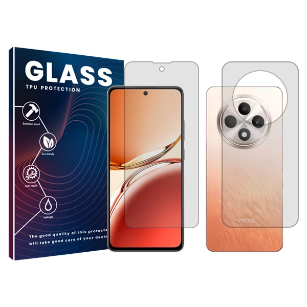 محافظ صفحه نمایش شفاف گلس مدل Resistant‌ مناسب برای گوشی موبایل اوپو  Reno12 F به همراه محافظ پشت گوشی