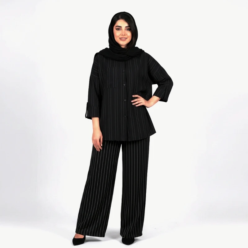 شومیز آستین بلند یقه برگردان زنانه مدل 5555