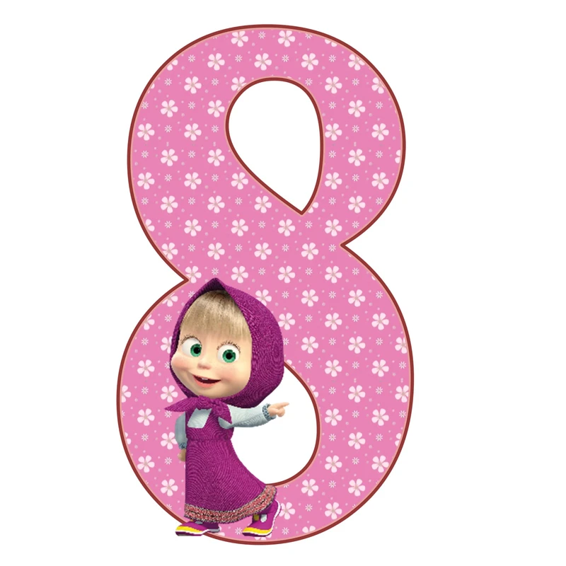 استند رومیزی تولد طرح عدد 8 مدل ماشا و میشا خرسه کد 01