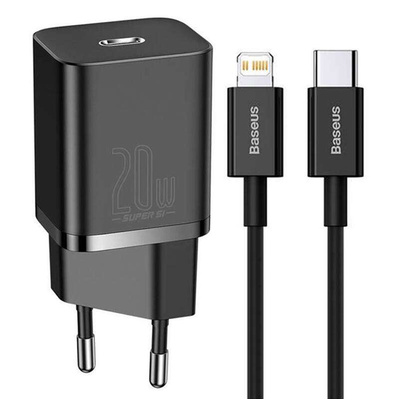 شارژر دیواری باسئوس مدل TZCCSUP-20W به همراه کابل تبدیل لایتنینگ