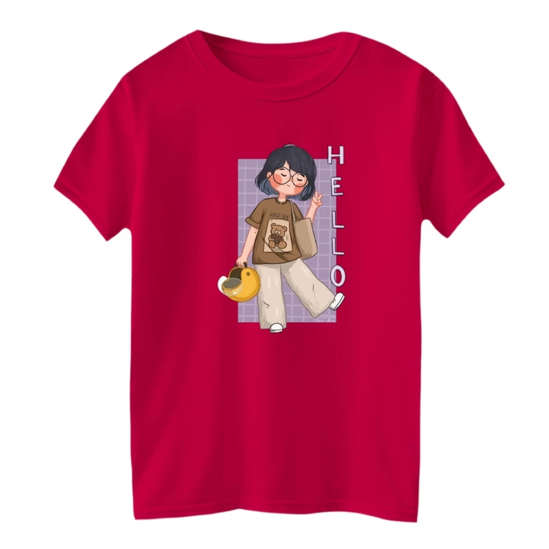 تی شرت آستین کوتاه بچگانه مدل دخترک کد 4