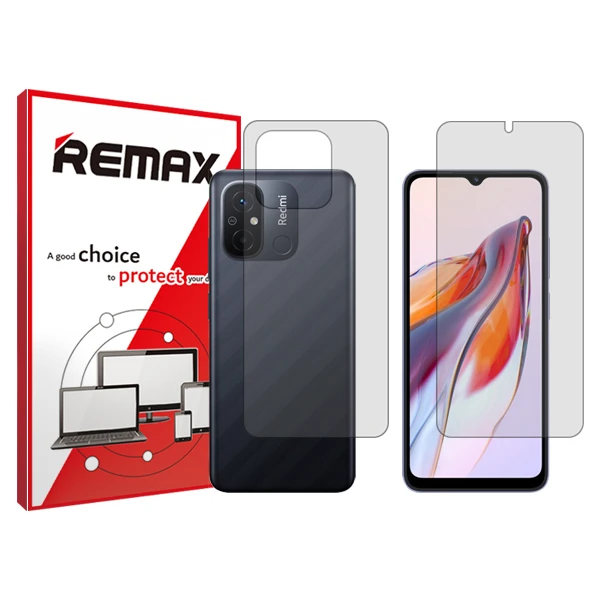 محافظ صفحه نمایش شفاف ریمکس مدل HyGEL مناسب برای گوشی موبایل شیائومی Redmi 12C به همراه محافظ پشت گوشی