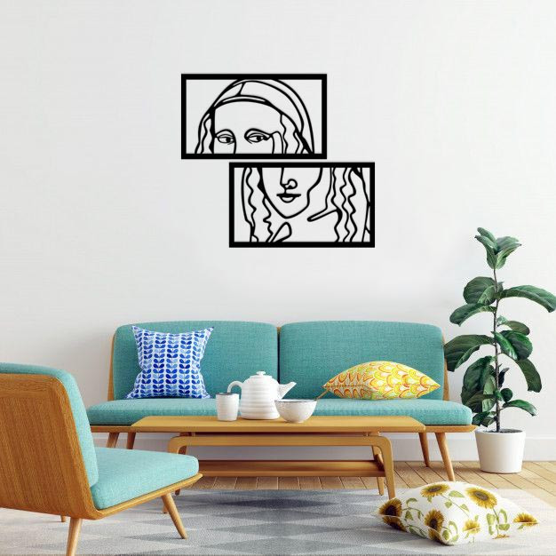 دیوارکوب ماهوت طرح مونالیزا مجموعه 2 عددی
