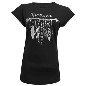 تی شرت آستین کوتاه زنانه مدل تیر و پر سرخپوستی کد tm-1922 رنگ مشکی