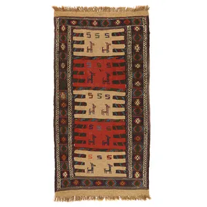 گلیم دستبافت دو متری طرح سفره کردی کد 140465