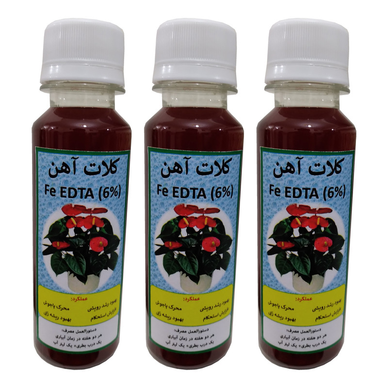 کود مایع کلات آهن مدل Fe EDDHA حجم 120 میلی لیتر بسته سه عددی
