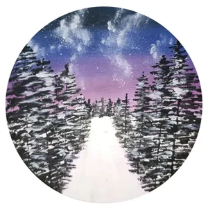 بشقاب دیوارکوب سفالی طرح منظره برفی 