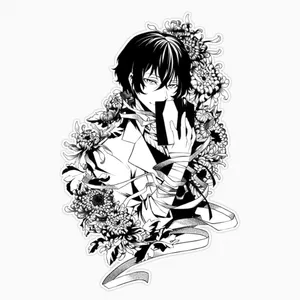 استیکر لپ تاپ و موبایل مدل انیمه طرح سگ‌های ولگرد بانگو اوسامو دازای Bungo Stray Dogs Osamu dazai کد 328