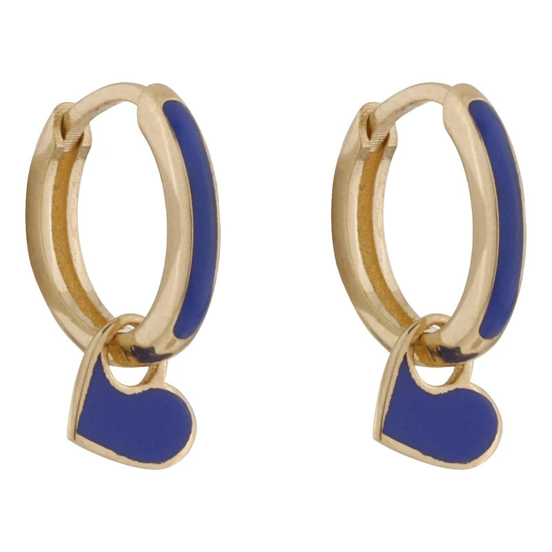 گوشواره حلقه‌ای طلا 18 عیار زنانه گلدم مدل قلب E-3090047