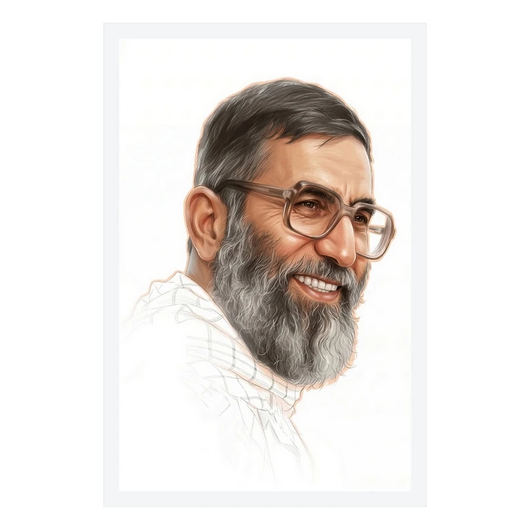 تابلو بکلیت طرح رهبر شهید انقلاب آیت الله سید علی خامنه ای مدل W-S10620 فریم سفید
