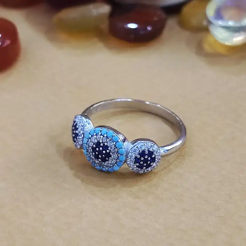 انگشتر نقره زنانه مدل حلقه چشم نظر کد RS2040