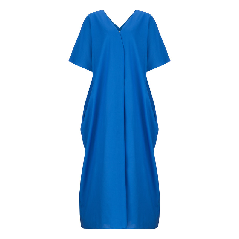 پیراهن زنانه سرژه مدل کفتان کد 205457 رنگ آبی