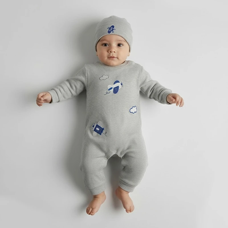 سرهمی نوزادی وان بای وان مدل یونا به همراه کلاه