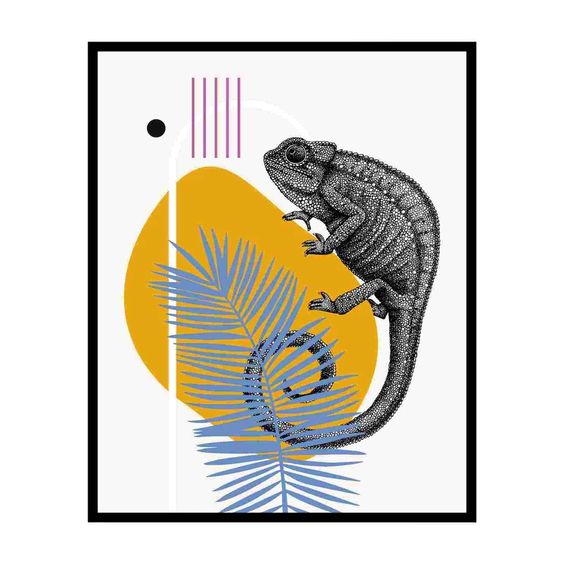 پوستر مدل کاملئون بر روی برگ‌های نخل