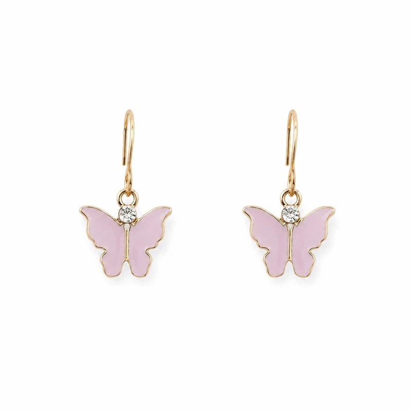 گوشواره آویز زنانه استیل مدل Pink Butterfly