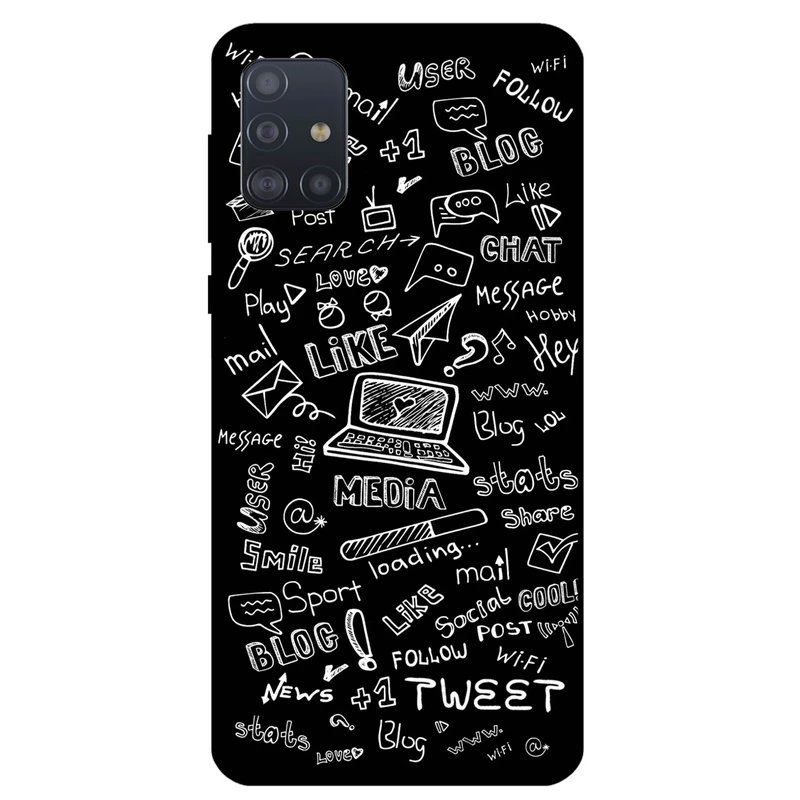 کاور مگافون طرح رسانه های اجتماعی مدل 1898 مناسب برای گوشی موبایل سامسونگ Galaxy A51         