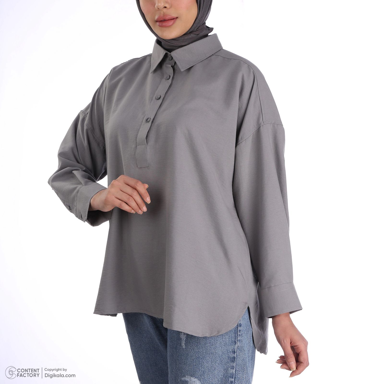 تونیک زنانه ایزی دو مدل ژینا رنگ طوسی -  - 11