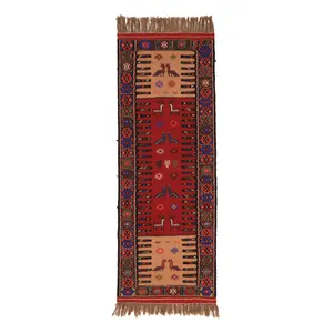 گلیم دستبافت یک متری مدل سفره کردی کد 4040104