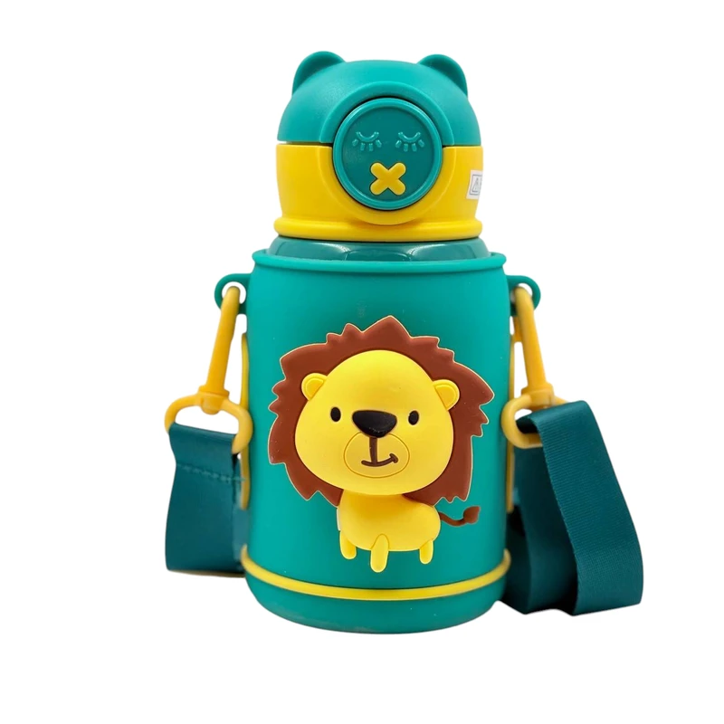 قمقمه کودک مدل عروسکی شیر و فضانورد استیل گنجایش 0.45 لیتر