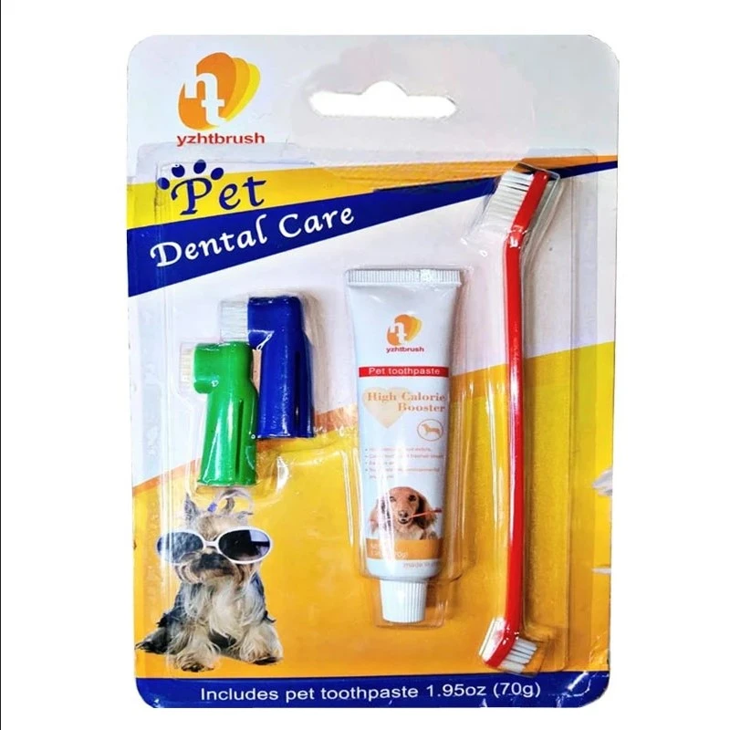 ست مسواک و خمیر دندان سگ و گربه مدل dental care